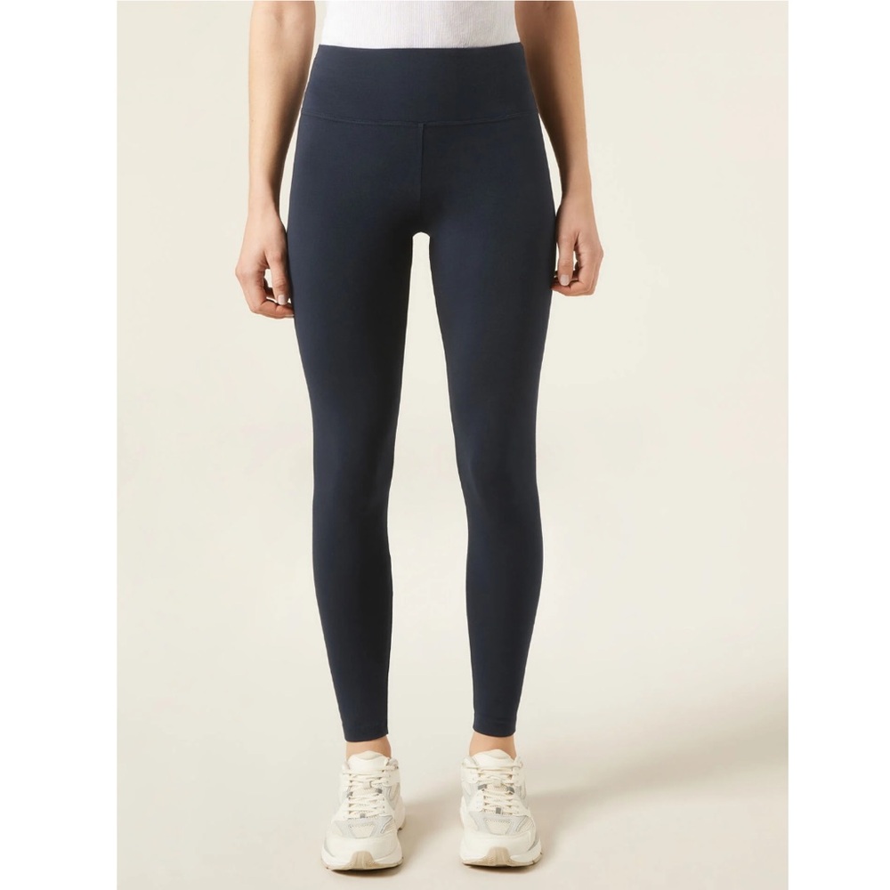 CALZEDONIA Like New Black Cotton High-Waisted Leggings XS